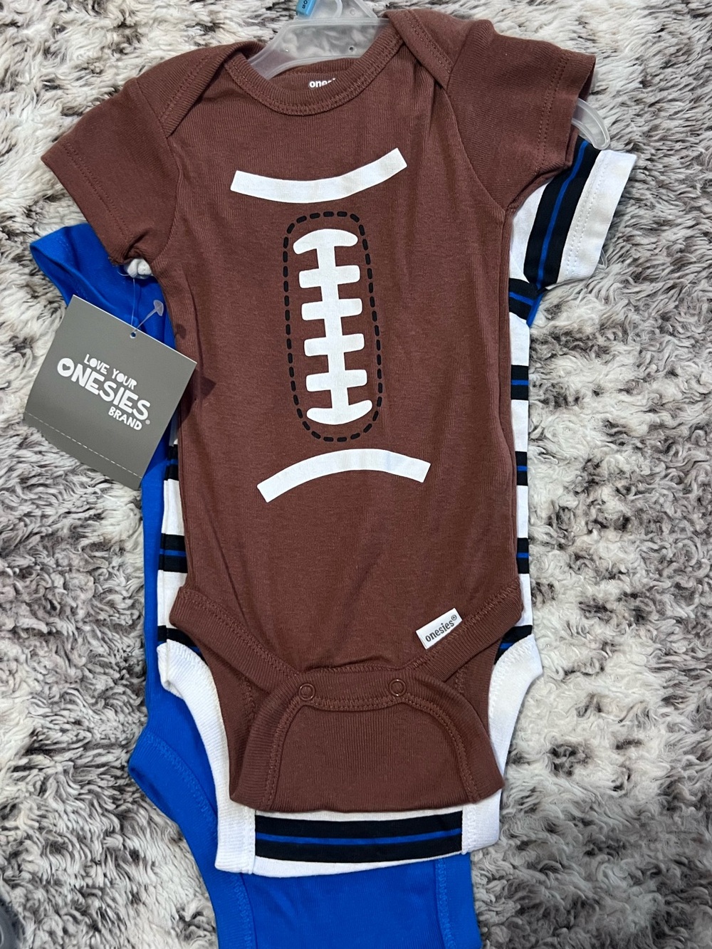 Onesies Brand 3-Pack Football Baby Bodysuits 0–3 Months NWT